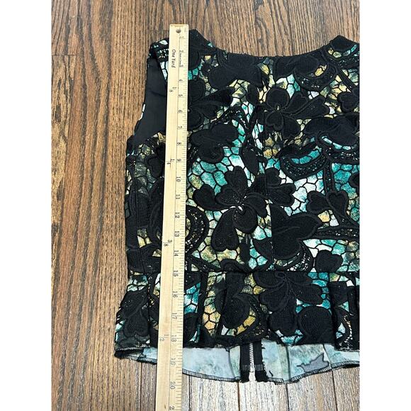 NWT Maslavi RTW By Jovani M42010 Multi Sleeveless Peplum Contemporary Top Size 4 - Picture 12 of 13